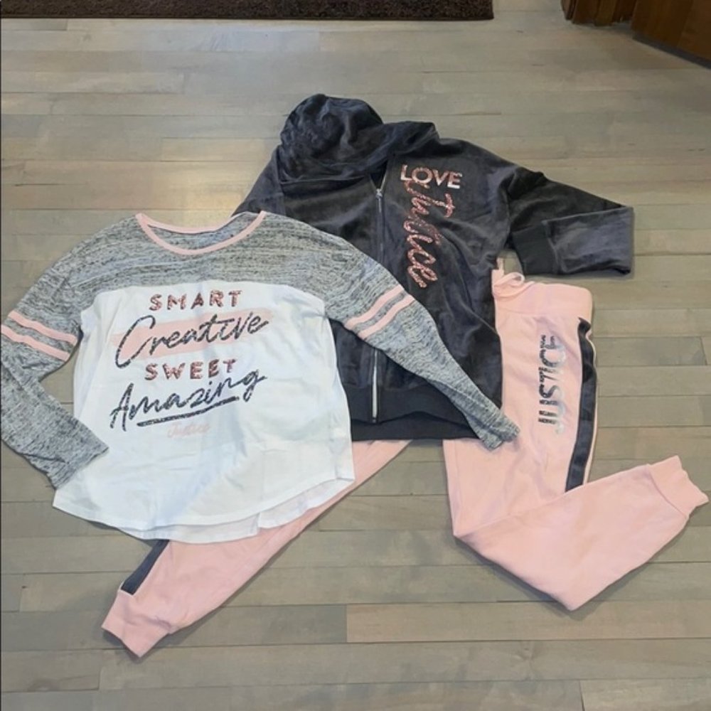 Justice Pink and Grey Matching Set